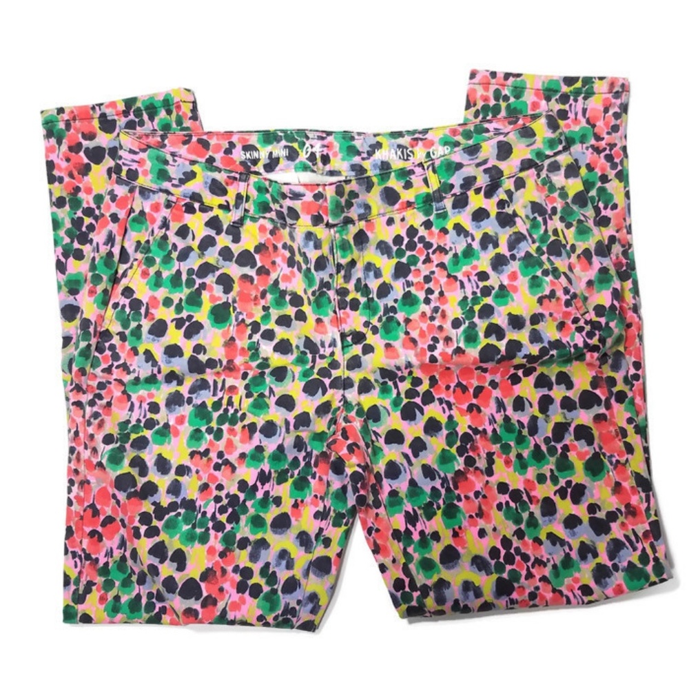 Gap Skinny Mini Khakis Pants Floral Print Pink 4